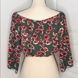Ambiance Floral Off Shoulder Crop Top Size L